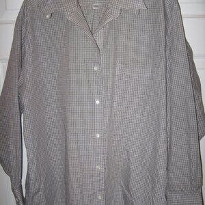 Meeting Street Gray Checked Dress Shirt Men's 16 32/33